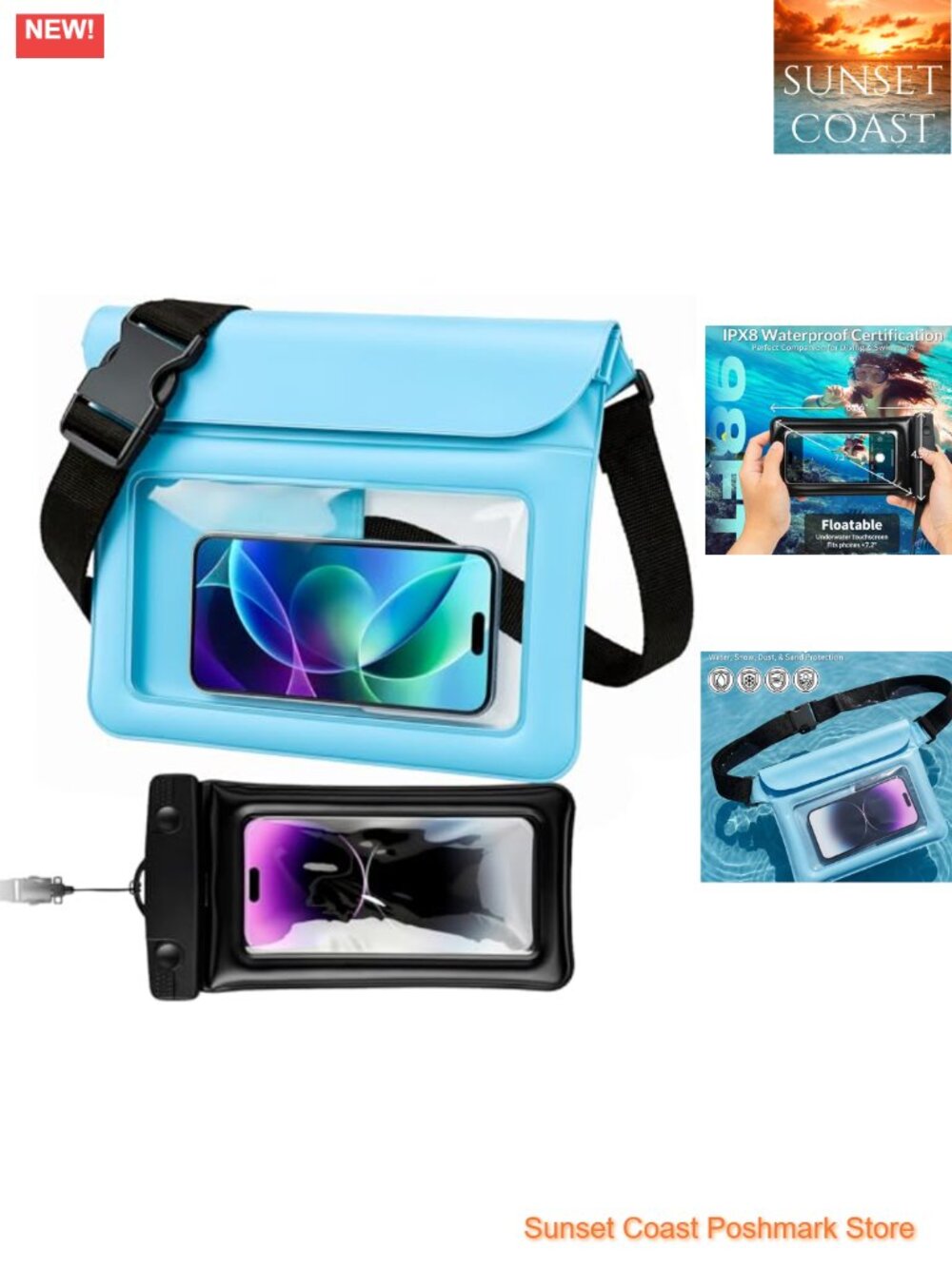 Waterproof Fanny Pack Set with Phone Pouch IPX8 Crossbody Waist Bag